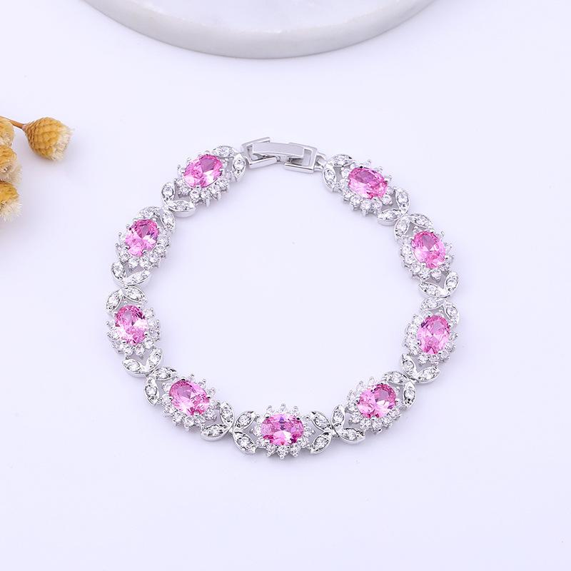 Europe and The New Four Leaf AAA Zircon Bracelet Girls Copper Inlaid Colored Gems Bracelet