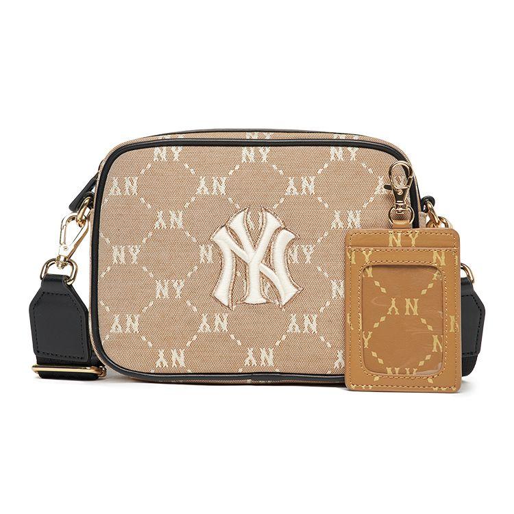 MLB Monogram Serie Vintage All Over Print NY Yankees Polyester Camera Crossbody Tas Unisex tassen Kaki 7ACRM012N-50BGS Khaki