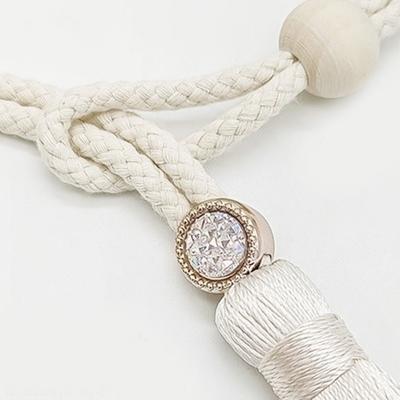 Pack Of 2 Natural Cotton Curtain Tiebacks With Tasseled Pendant Hand Woven Holder For Home Decoration