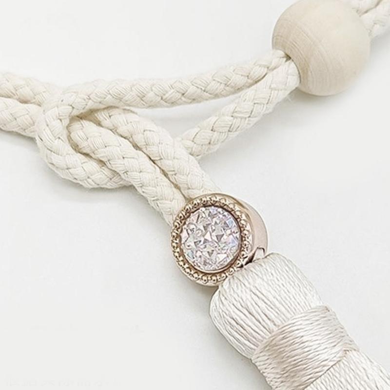 2pcs Natural Curtain Tiebacks Hanging Bind Rope Buckled Holder Tasseled For Bedroom Living Room Easy Installation