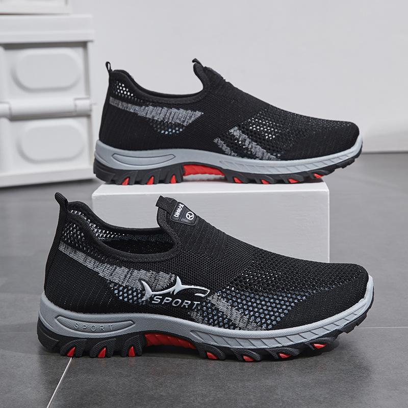 Large size fly-woven men's shoes spring and summer, casual breathable mesh sneakers men's