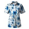 Women's Casual Short Sleeve Button Down Shirt Floral Print Open Front Collar Top Lightweight Summer Blouse Relaxed Fit