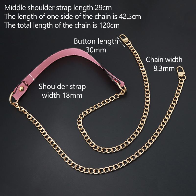 120Cm Replacement Shoulder Strap Crossbody Bag Belt  Pu Leather Handle With Metal Chains Bag Replacement Accessories
