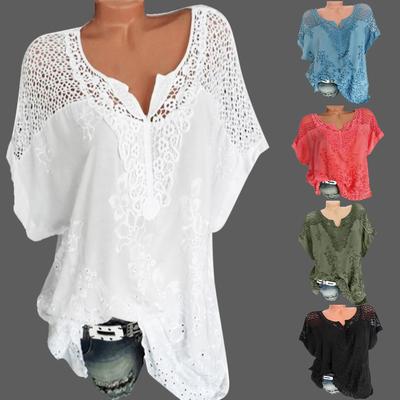 Haut Décontracté d'Été pour Femme à Col Rond, Manches Courtes, Découpes, T-shirt