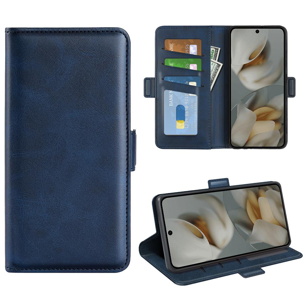 

For Google Pixel 10 Pro XL Case Calf Texture Leather Wallet Phone Cover Blue