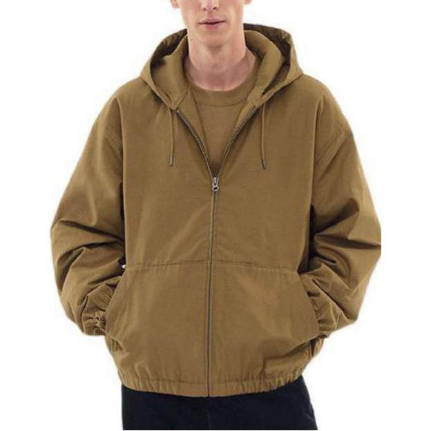 Uniqlo Jednobarevná ležérní bunda s kapucí na zip Pánské bundy Hnědá 452169-36