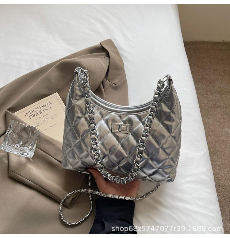 Rhombus Chain Bag Women's Spring and Summer 2025 New Fashion Niche Shoulder Messenger Bag High-end Bucket Bag