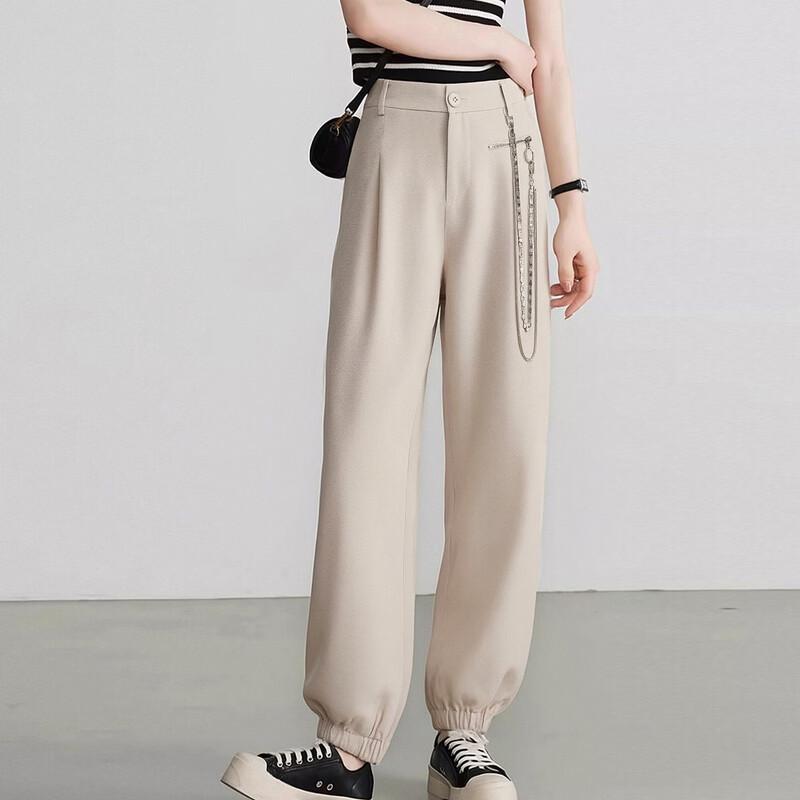 Korean Style Drawstring Wide-Leg Pants L