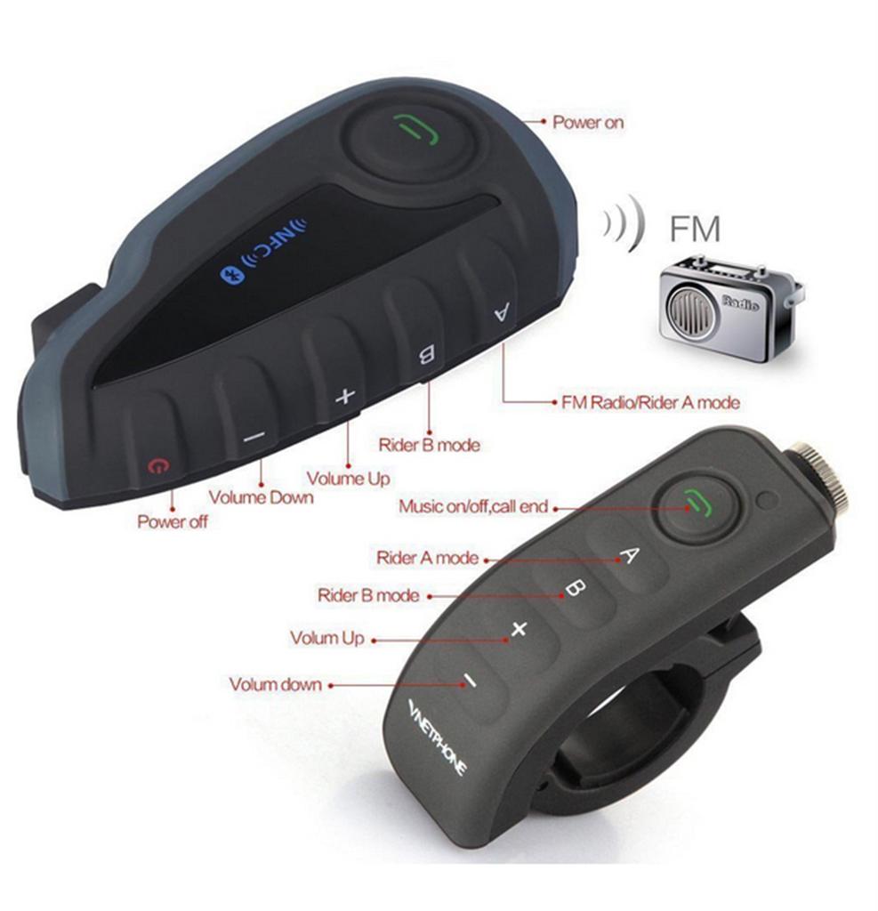 1× Motorcycle Helmet Bluetooth Interphone Headset NFC Remote Control Full Duplex