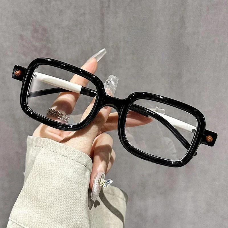 Women Men Trendy Presbyopia Reading Glasses Unisex Fashion Anti-Blue Far Sight Eyeglasses Vintage Square Frame Plus Diopters