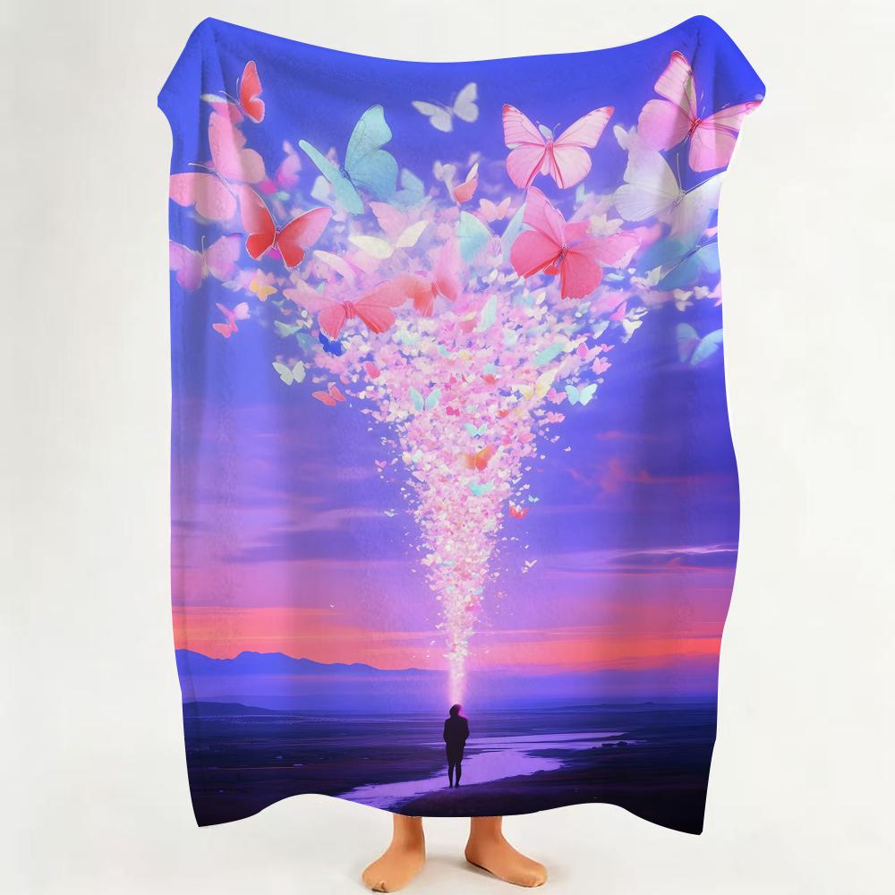 Art B Beautiful C Color Throw Flannel Throw Blanket Suitable for Sofa Living Room Bedroom