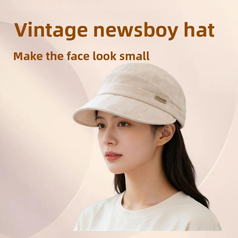 Vintage Newsboy Cap With Wrinkled Design For Spring Fall Casual Style