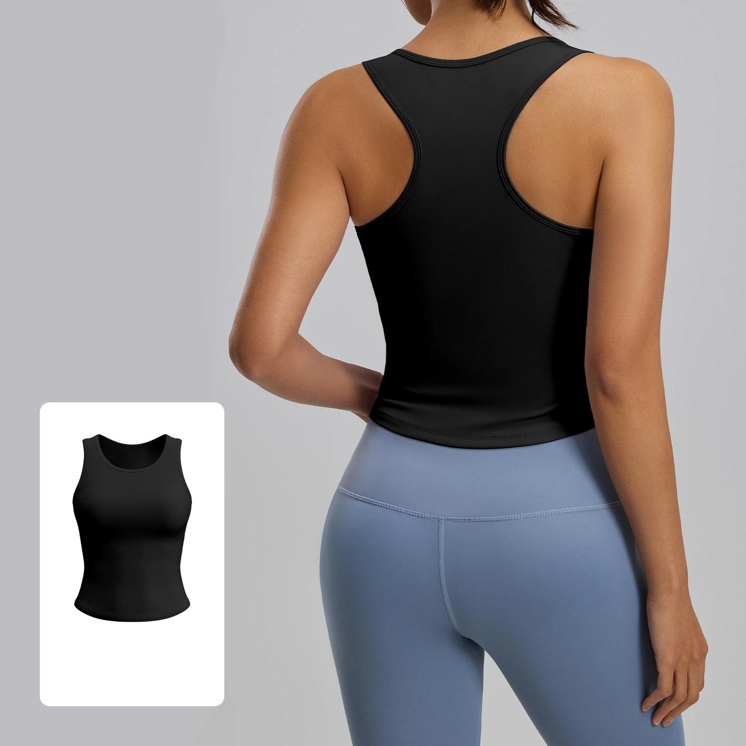 Summer New Yoga Vest for Women All in One Fixed Round Neck Running Casual Tight Sports Vest Female S