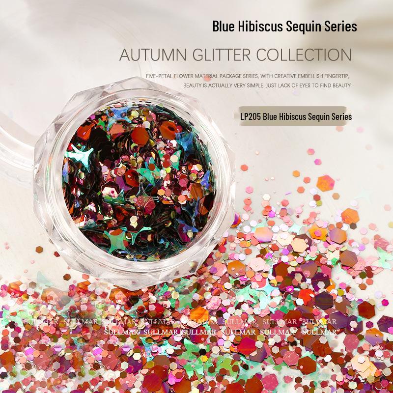 Sweet Style Nail Art: Mixed Glitter & Sequins Set - Coarse & Fine Irregular Shapes