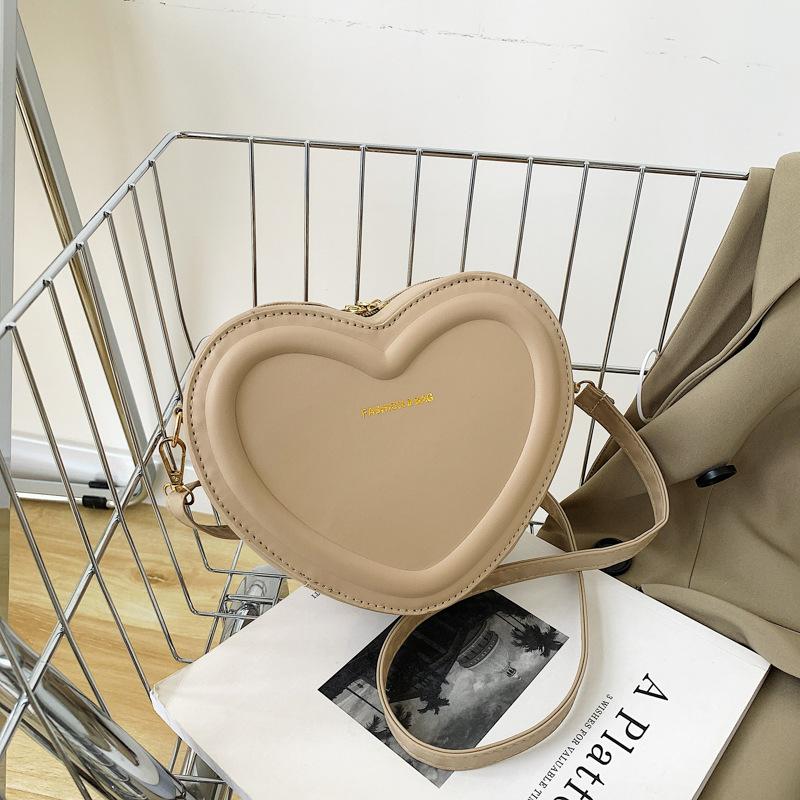 Heart Shape Crossbody Bags For Women Solid Pu Leather Shoulder Bags Fashi Handbags