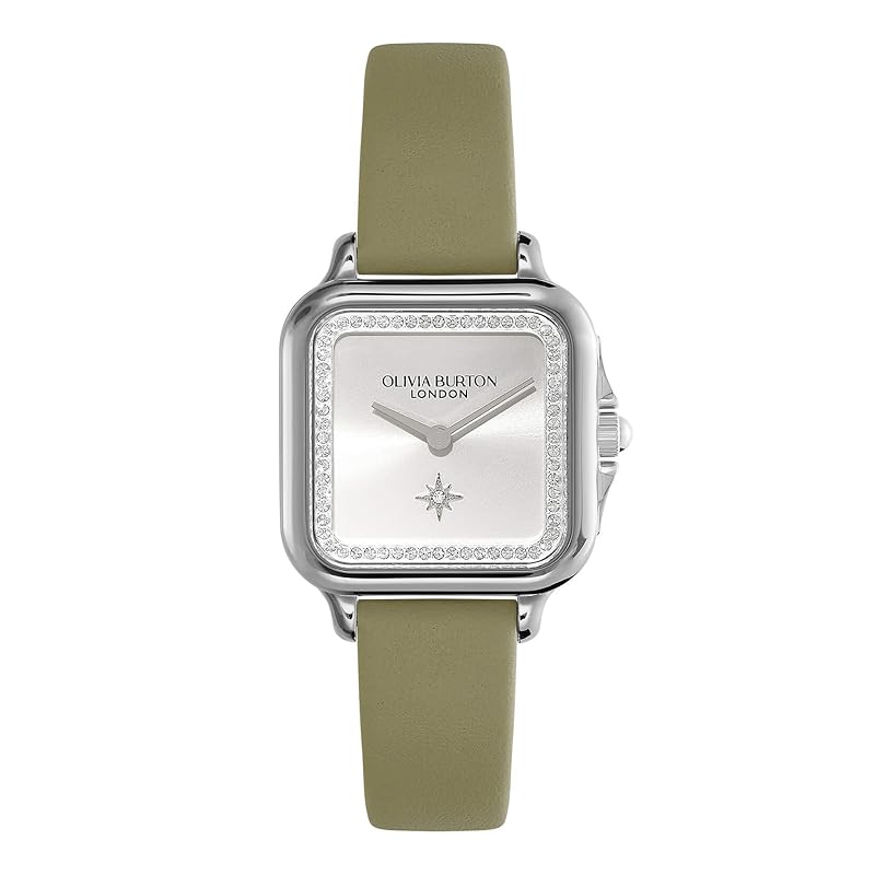

Authorized distributor [OLIVIA BURTON] olivia burton clock watch ladies ob24000123 classic 28mm grosvenor silver & sage green leather strap watch
