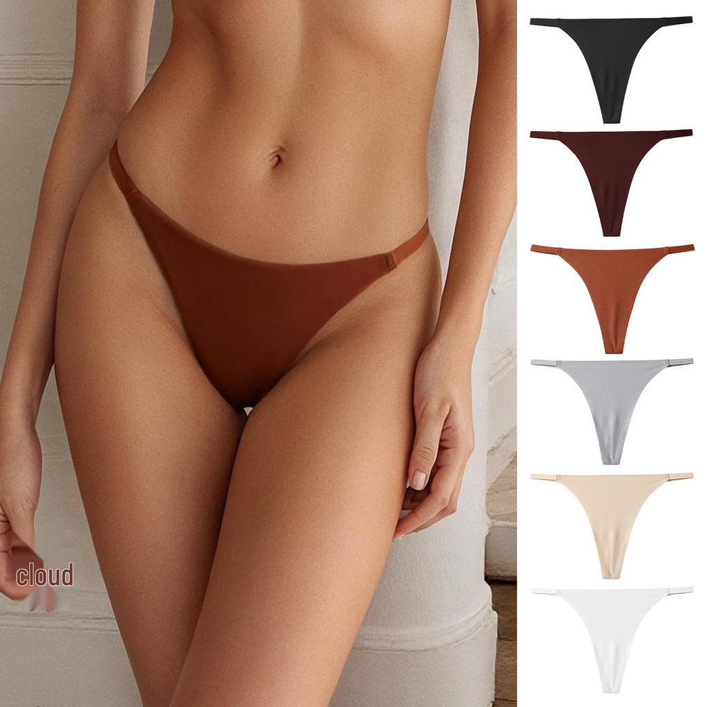 Seamless Low-Waist Women's Thongs: Breathable, Comfortable Pure Cotton Gusset, Sexy Solid Colors