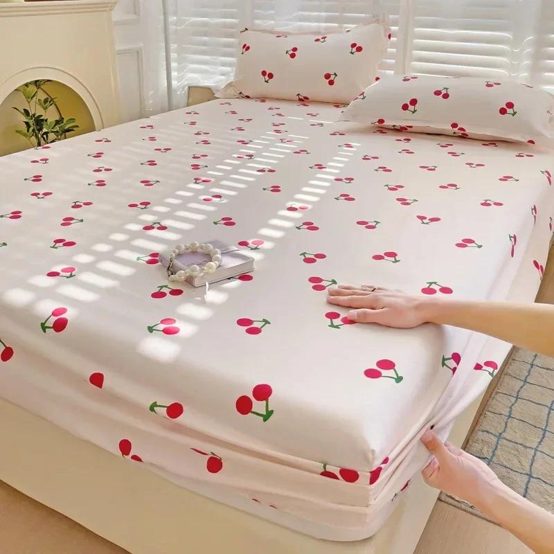 Plaid Fitted Sheet Simple Style Single/Queen/King Bedroom Home Bed Sheet Mattress Cover Pad Bedsheet ( Pillowcase Can Order )