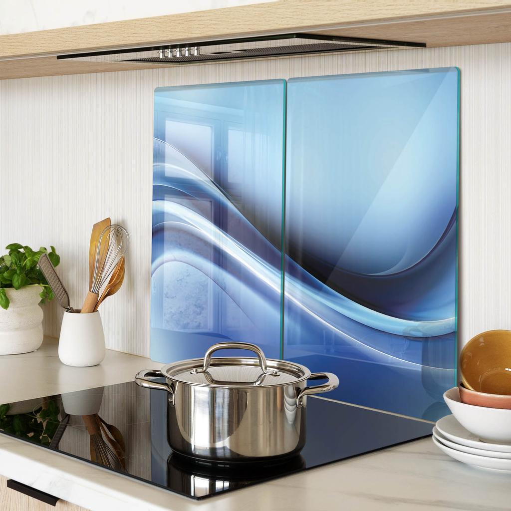 Stylish and Durable Glass Boards with Abstract Blue Print 2x30x52 Cm