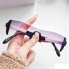 Half Frame Reading Glasses Blue Light Blocking Lens Rimless Design Lightweight Durable Material Suitable for Daily Use and Comfortable Fit