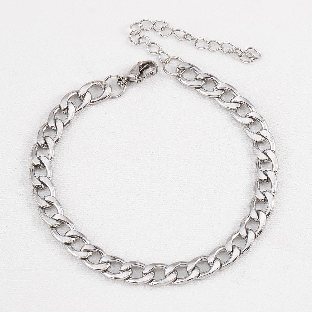 5pc 2pc Stainless Steel Width 3mm 5mm 7mm Bracelet Cuban Chain Adjustable Extension Chain Lobster Clasp DIY Men Jewelry Making