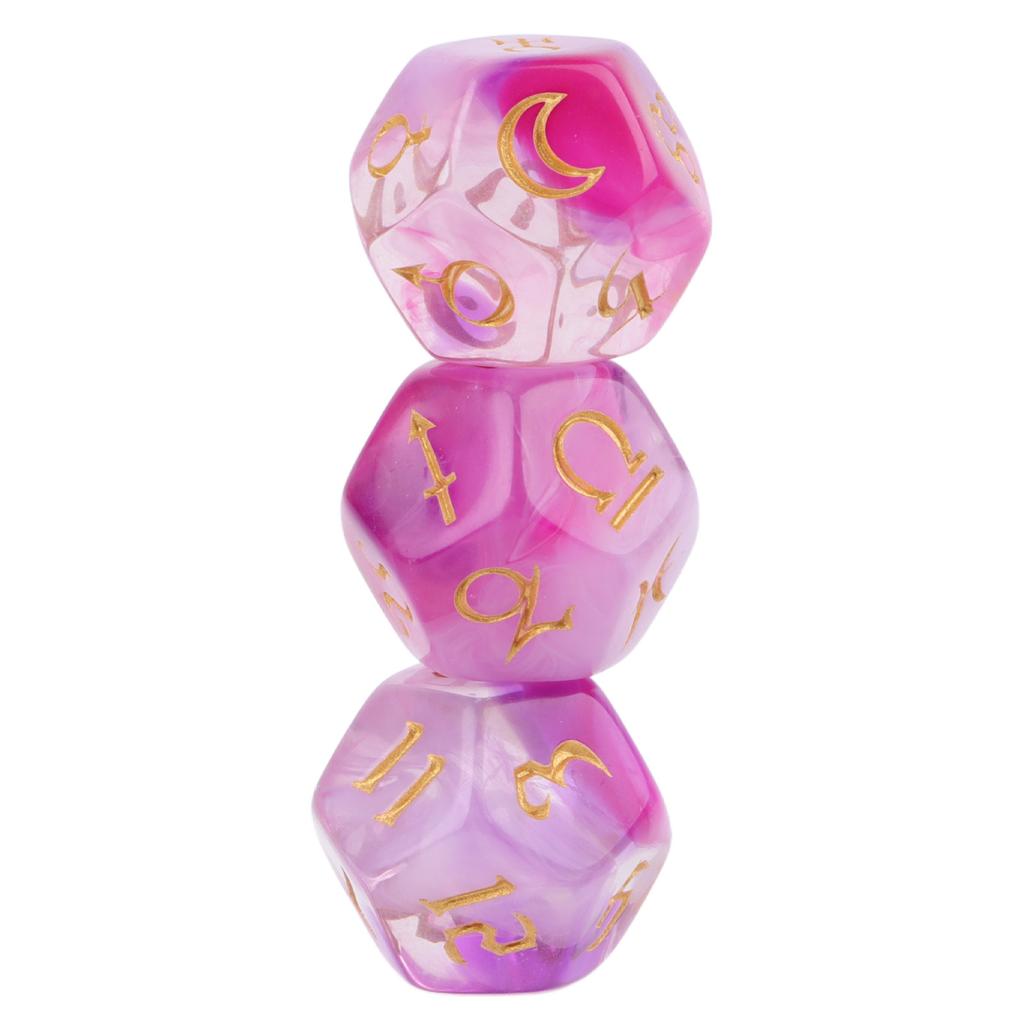 3PCS 12 Sides Dice Set 4 Color Waterproof Wear Resistant Acrylic Lightweight Portable Polyhedral Dice for Table Game