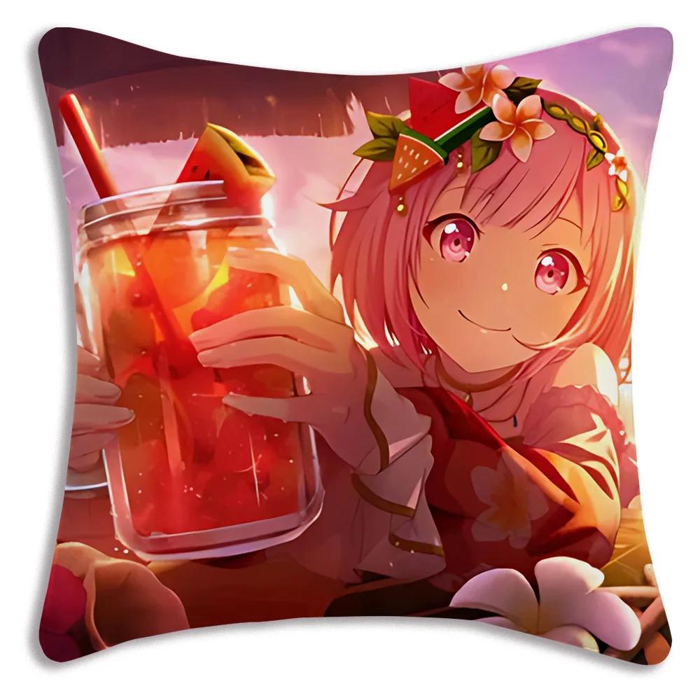 Game Manga Anime Otori Emu Chibi Pillow Covers Cartoon Sofa Decorative Home Double-sided Printing Short Plush Cute Cushion Cover