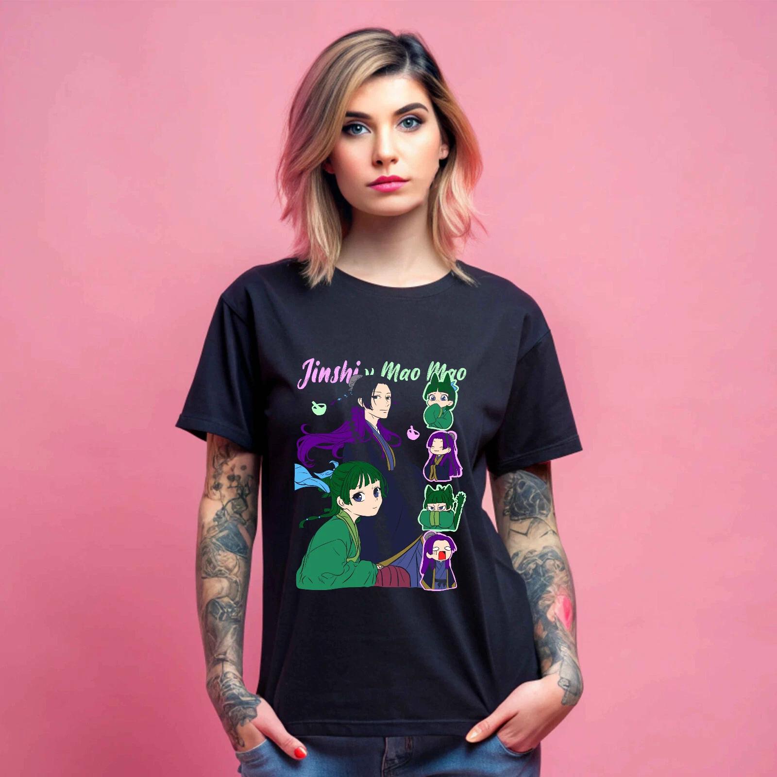 

100% хлопок ТОПЫ УНИСЕКС ФУТБОЛКИ МУЖСКИЕ ЖЕНСКИЕ Maomao Дневники аптекаря Базовая футболка Аниме Черная футболка Все размеры 467 4XL чёрный