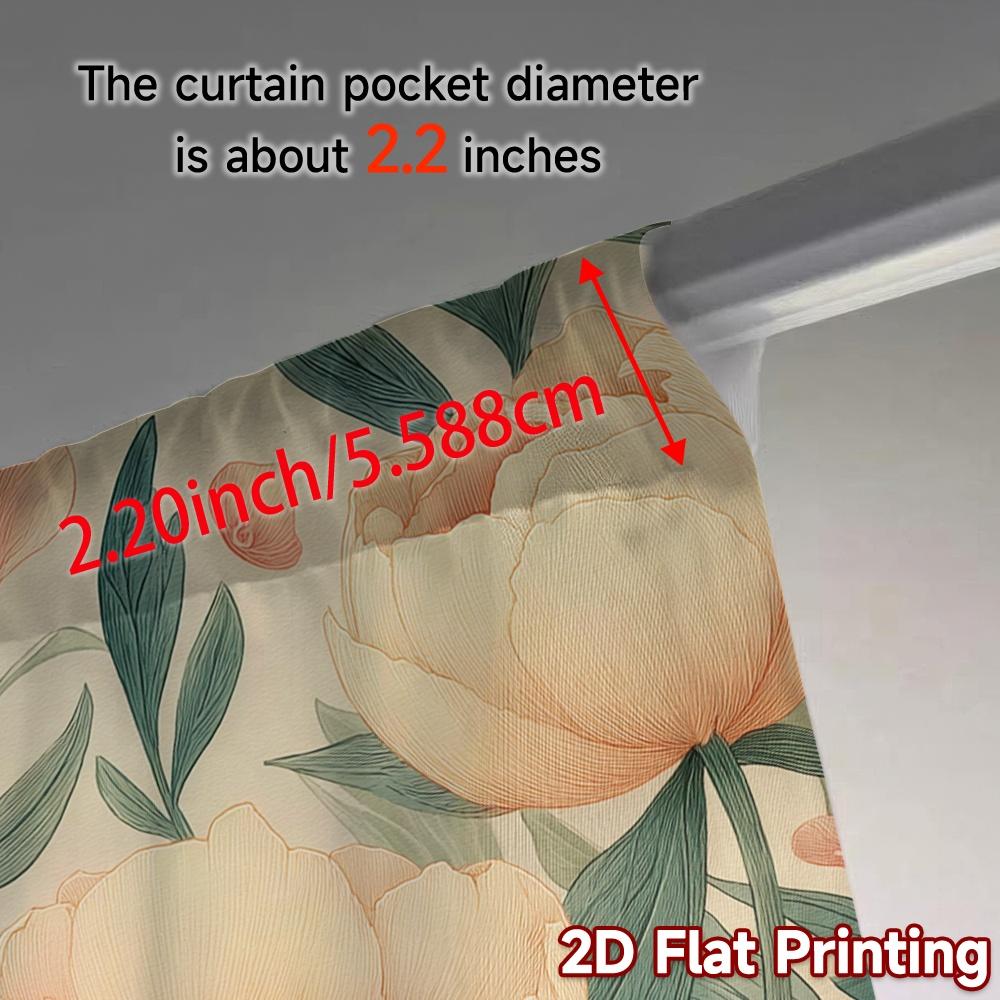 Set Of 2 Flat Printing Curtains Without Rod Floral Spring Blossom Design Ramadan Holiday Versatile Polyester Curtain Made