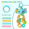 Crinkle Squeaky Plush Animal Toy | Multi-Sensory Hanging Activity with Teether | for Stroller Crib & Car Seat Development