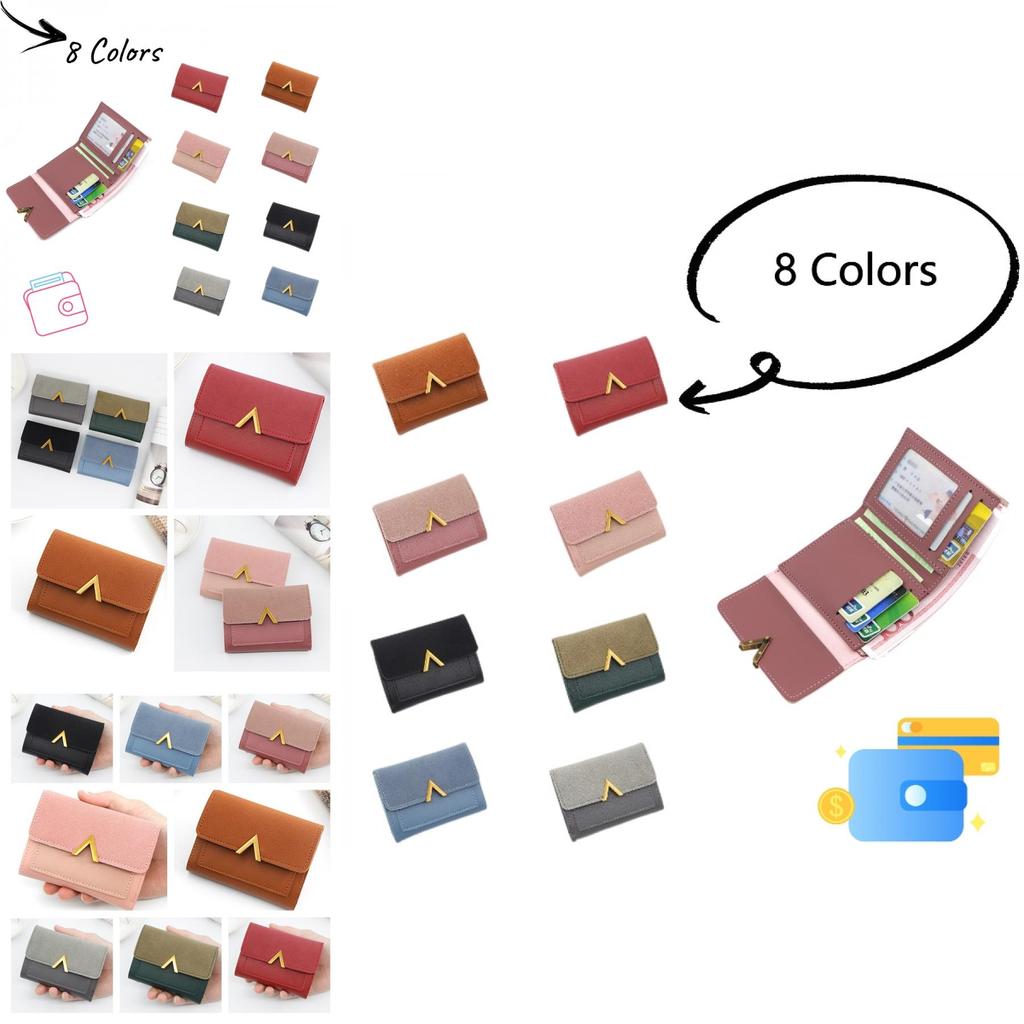 Fashionable Korean-style Women's Wallet With Metal Elements, 2 Folds And Convenient Cover-opening Design