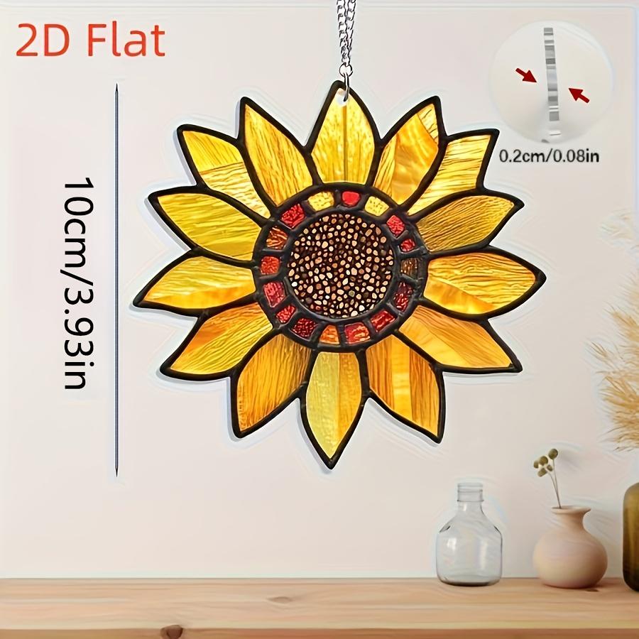 Vintage Sunflower Suncatcher 2D Acrylic Window Hanging, Sunflower Wall Decor for Kitchen Office Garden Decor, Sunflower Gifts