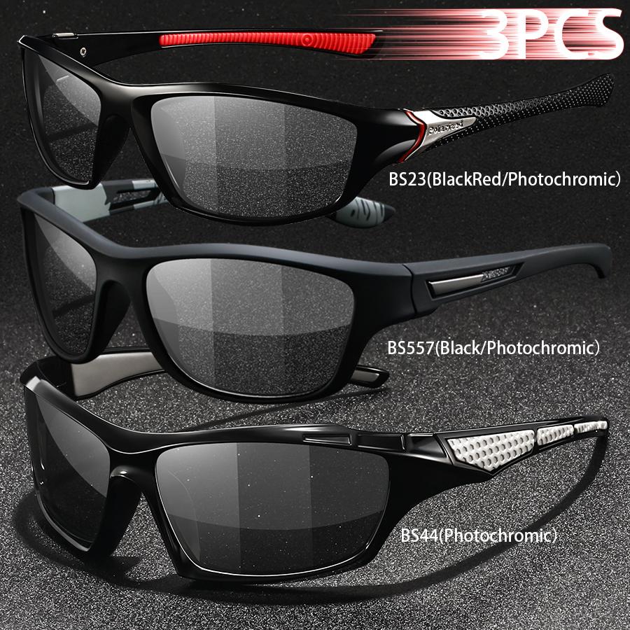 1PCS Photochromic Sports Sunglasses Men Women Vintage Cycling Driving Mountaineering Chameleon UV400 Eyewear
