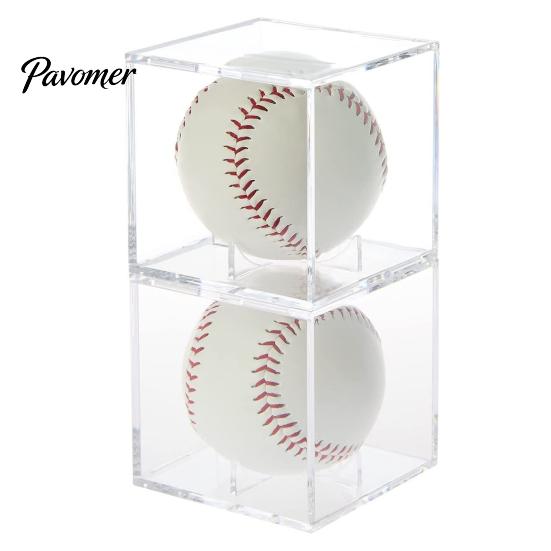 Sleek Acrylic Baseball Display 2Pcs Case Transparent Cube UV Protected Basketball Holder Golf Tennis Billiard Storage Box