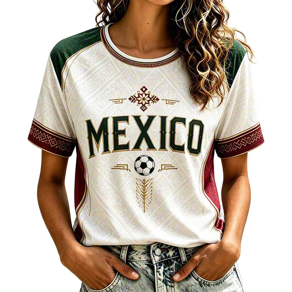 Women's Mexican Graphic Print Short Sleeve T-Shirt Neck Cotton Top