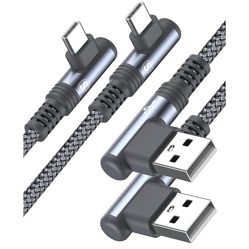 

Кабель USB Type C L-образной формы с обоих концов [2M / комплект из 2 шт.] AviBrex 90 градусов [быстрая зарядка 3,1 А] нейлоновая вязка Высокая прочность usb c iPhone 16 15 Pro Max