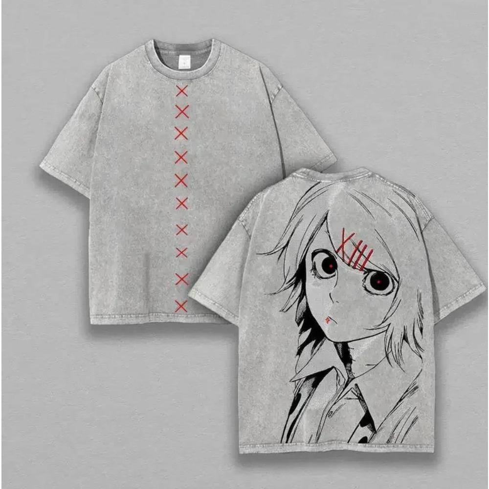 

Футболка з принтом Tokyo Ghoul Juuzou Suzuya Чоловіча Жіноча з коротким рукавом Одяг Футболка з праної бавовни Ретро Повсякденна футболка Футболка Хараджуку M сірий колір