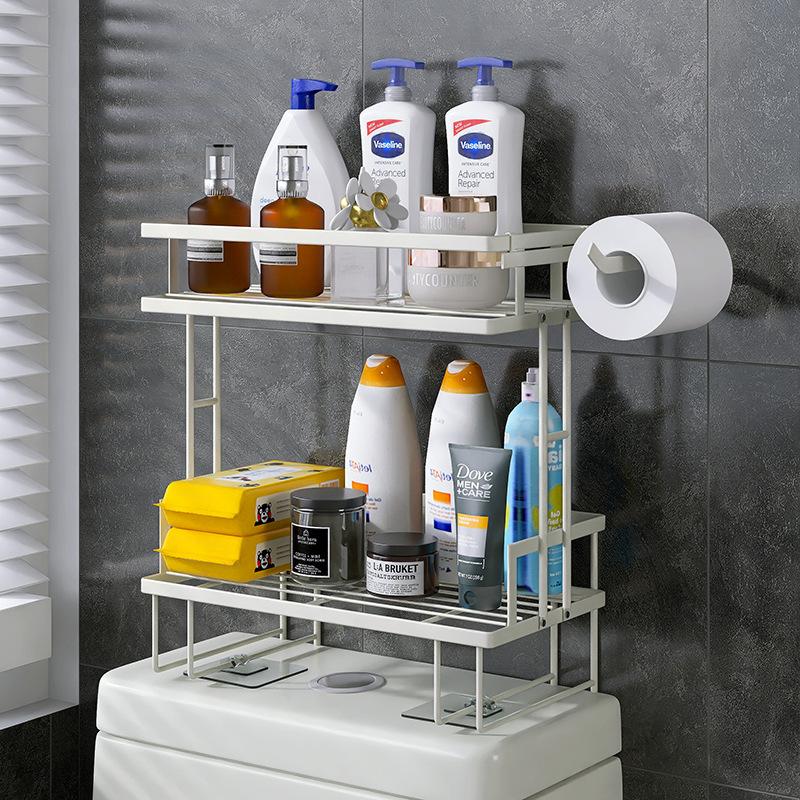 toilet rack, bathroom wall hanging non-punching storage rack, bathroom multi-functional water tank double-layer storage rack