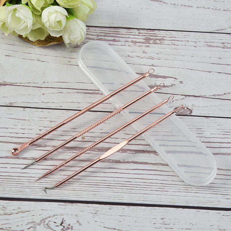 Stainless Steel Blackhead Remover and Pimple Extractor Set—4-Piece Beauty Tool for Acne and Zit Care