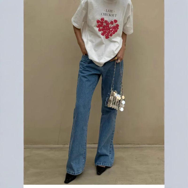 Western Style Fashion Casual Loose Print Short Sleeve Cotton T-shirt Top Loose Printed T-shirt Top