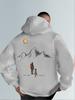Men's Hooded Sweatshirt with Mountain Map Pattern on The Back. Warm Winter Hooded Pullover Suitable for Hiking Camping Daily Use