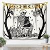 Halloween Boho Moth Tapestries Gothic Nature Wall Tapestry Boho Exotic Vintage Floral Black Wall Art For Kids Teens Youth Women
