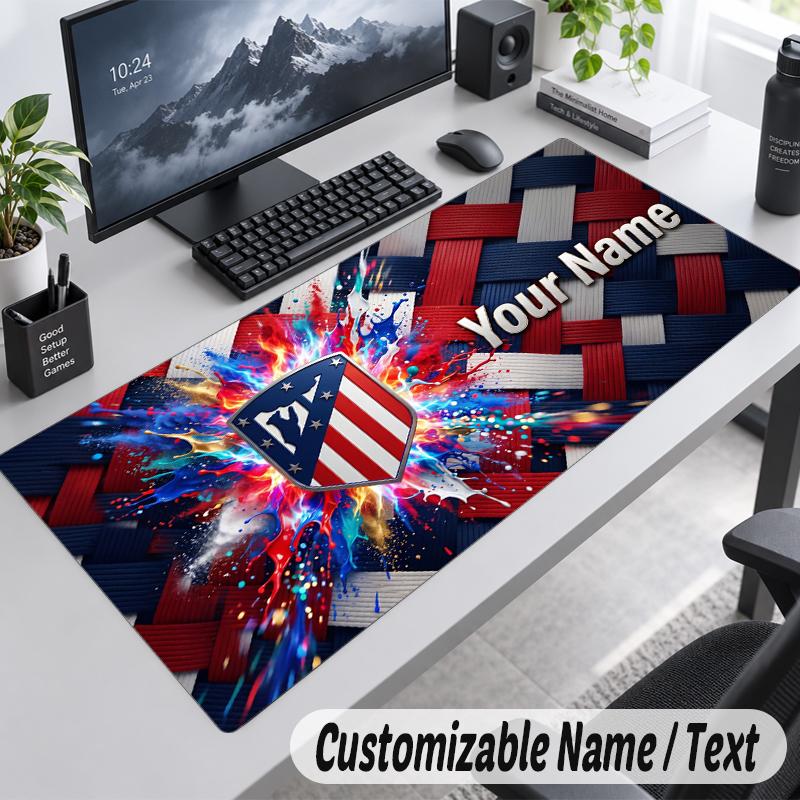 Custom Name Text Mouse Pad Atletico Madrid FC Personalized Desk Pad For Work And Gaming