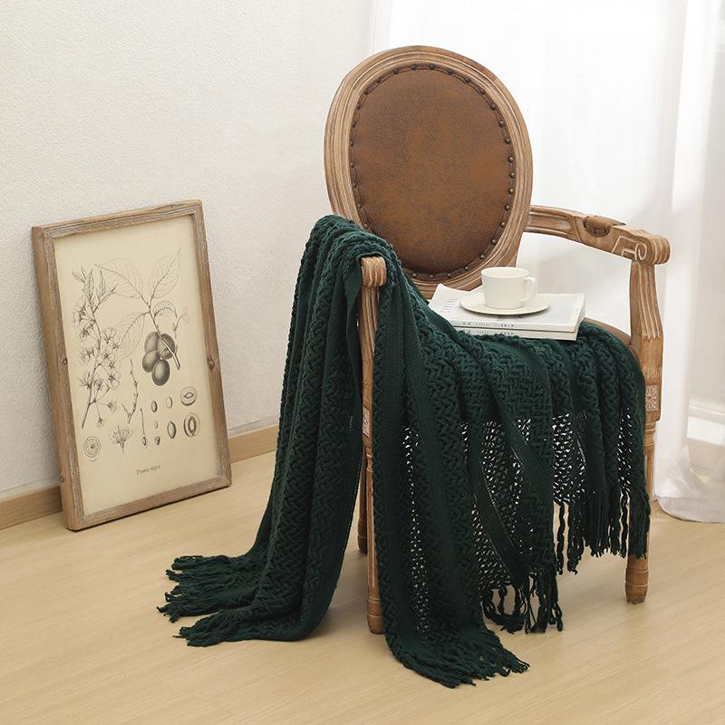 Scandinavian Cut-out Throw Blanket Knitted Sofa Cover Blanket B&B Hotel Bed Towel Bed End Matching Blanket Comfortable Couch Nap Blanket