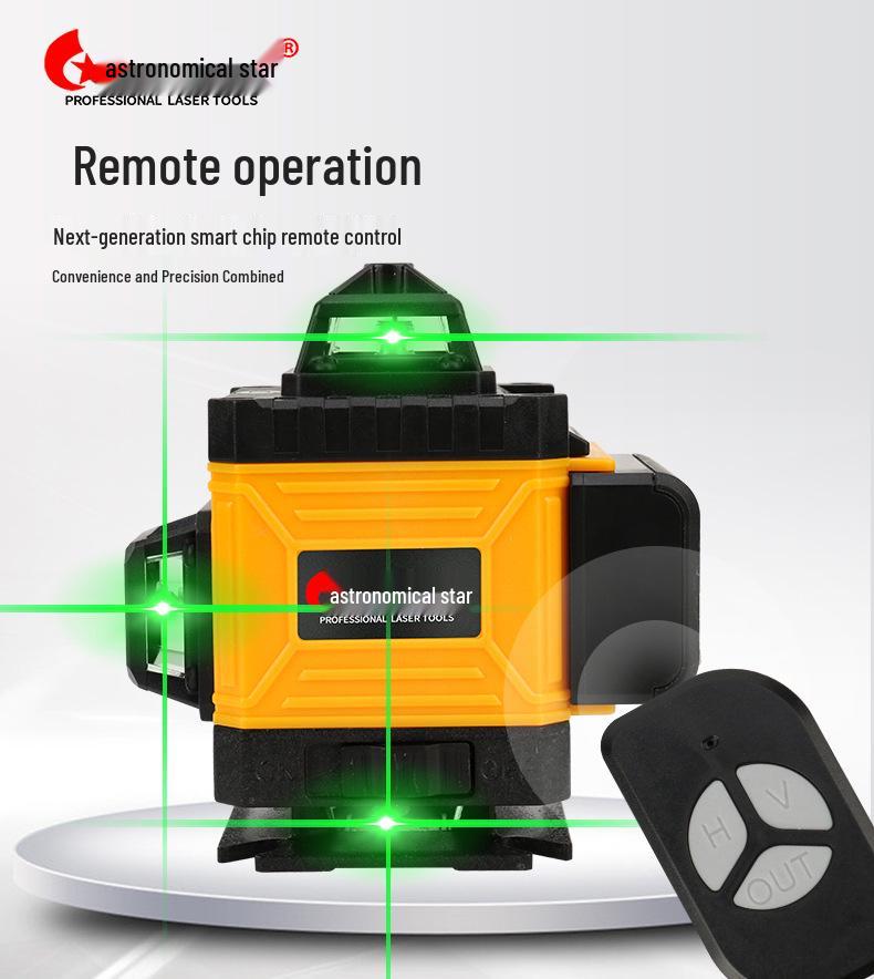 12-Line High-Precision Green Laser Level with Line Casting and Infrared Leveling