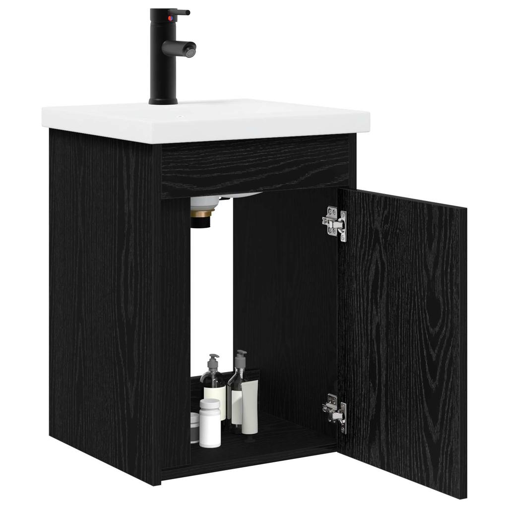 Bathroom Vanity Unit with Faucet Black Oak