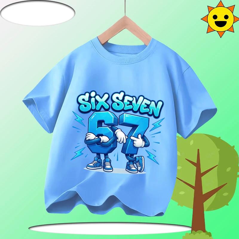 Funny Six Seven Italian Brainrot 67 Graphic Print T-Shirt Boy/Girl Summer Short Sleeved Kids Loose Comfortable Tshirt Tee Top