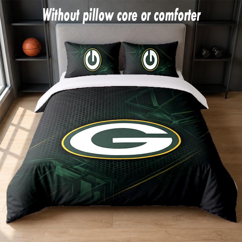 Green Bay Packers Design Bed Bedding Set 1 Duvet Cover + 2 Pillowcases Soft Breathable Household Bed Linens