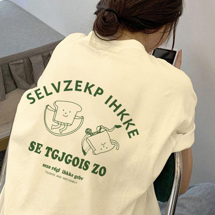 Teenager Summer Casual Short Sleeve O Neck Letter Printed Pullover Oversize Cotton T Shirt Top