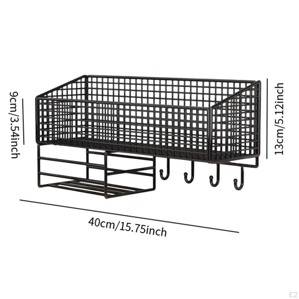 Kitchen Wall Mount Storage Rack Bathroom Shelf Rustproof No Punching Space Saving Versatile